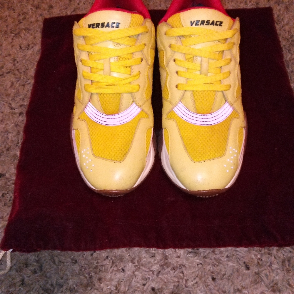 Versace Yellow Sneakers Size 44  10US Worn Several Times Great Condition
